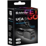 Автозарядка 2xUSB 18W (2xUSB-A) 3.4A UCA-34 чорна Defender Автозарядка 2xUSB 18W (2xUSB-A) 3.4A UCA-34 чорна Defender