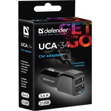 Автозарядка 2xUSB 18W (2xUSB-A) 3.4A UCA-34 чорна Defender