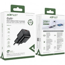 Зарядний пристрій 1xUSB-C 20W Gan A73 mini Fast Charger Black Acefast