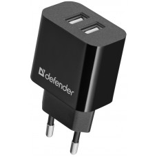 Зарядний пристрій 2xUSB 12W 2.1A UPC-21 +кабель microUSB, чорний Defender