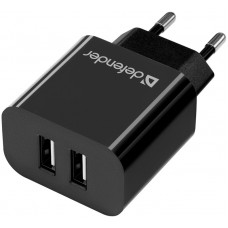 Зарядний пристрій 2xUSB 12W 2.1A UPC-21 +кабель microUSB, чорний Defender