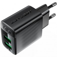 Зарядний пристрій 2xUSB 12W (2xUSB-A) A86 Black Acefast