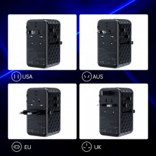 Зарядний пристрій 4xUSB 100W PD (2хUSB-C+2хUSB-A) TRAVEL Universal сharger diamond чорний Choe