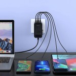 Зарядний пристрій 4xUSB 100W PD (2хUSB-C+2хUSB-A) TRAVEL Universal сharger diamond чорний Choe Зарядний пристрій 4xUSB 100W PD (2хUSB-C+2хUSB-A) TRAVEL Universal сharger diamond чорний Choe