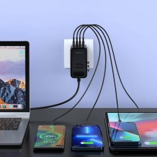 Зарядний пристрій 4xUSB 100W PD (2хUSB-C+2хUSB-A) TRAVEL Universal сharger diamond чорний Choe