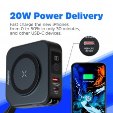 УМБ Energizer Magnetic Wireless 10000mAh 20W PD, Built-in AC Plug, QI-15W, USB-А,USB-C In/Out, USB-C