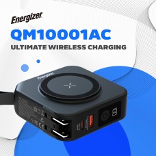 УМБ Energizer Magnetic Wireless 10000mAh 20W PD, Built-in AC Plug, QI-15W, USB-А,USB-C In/Out, USB-C
