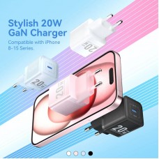 Зарядний пристрій 1xUSB-C 20W GaN + USB-C cable М-М  White Vention