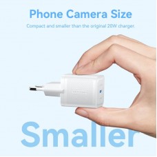 Зарядний пристрій 1xUSB-C 20W GaN + USB-C cable М-М  White Vention