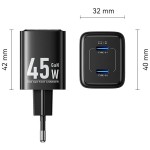 Зарядний пристрій 2xUSB-С 45W GaN чорний Vention Зарядний пристрій 2xUSB-С 45W GaN чорний Vention