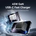 Зарядний пристрій 2xUSB-С 45W GaN чорний Vention