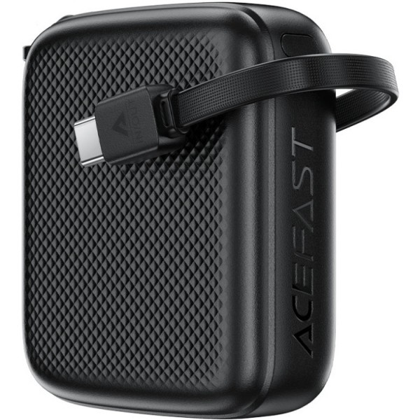 УМБ Acefast 10000mAh 20W PD,QC3.0 USB-C In/Out with build Type-C cable, M15 Black