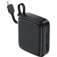 УМБ Acefast 10000mAh 20W PD,QC3.0 USB-C In/Out with build Type-C cable, M15 Black
