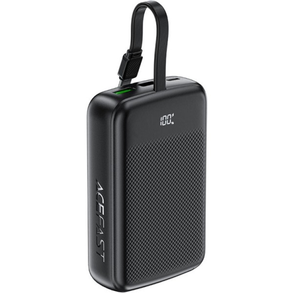 УМБ Acefast 20000mAh 22,5W PD,QC3.0 USB-A+USB-C In/Out,built-in cable M14 Black