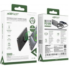 УМБ Acefast Magnetic Wireless 5000mAh 18W PD,QC 3.0, QI 7.5 Вт, ультра тонкий, M8 Black