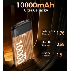 УМБ Choetech 10000mAh 12W USB-A,USB-C чорна