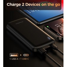 УМБ Choetech 10000mAh 12W USB-A,USB-C чорна