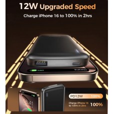 УМБ Choetech 10000mAh 12W USB-A,USB-C чорна