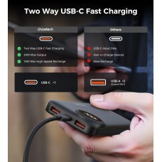 УМБ Choetech 10000mAh 22,5W PD QC3.0 2xUSB-A, USB-C чорна