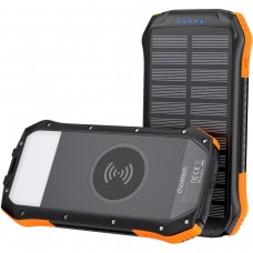 УМБ Choetech 10000mAh  2xUSB-A,1xUSB-C,solar panel, Qi-5W Black-Orange