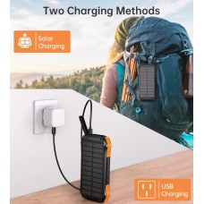 УМБ Choetech 10000mAh  2xUSB-A,1xUSB-C,solar panel, Qi-5W Black-Orange