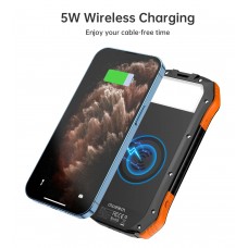 УМБ Choetech 10000mAh  2xUSB-A,1xUSB-C,solar panel, Qi-5W Black-Orange