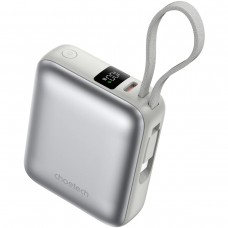 УМБ Choetech 10000mAh 35W PD3.0 USB-C In/Out, LED Display, with buid-in type-C cabel сіра