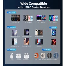 УМБ Choetech 10000mAh 35W PD3.0 USB-C In/Out, LED Display, with buid-in type-C cabel сіра