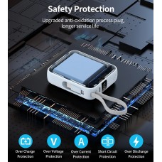 УМБ Choetech 10000mAh 35W PD3.0 USB-C In/Out, with buid-in type-C cabel  голуба