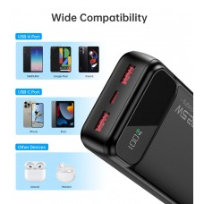 УМБ Choetech 20000mAh 22.5W PD,QC3.0 2USB-A+USB-C In/Out Black