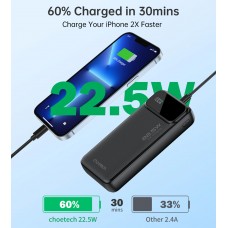 УМБ Choetech 20000mAh 22.5W PD,QC3.0 2USB-A+USB-C In/Out Black