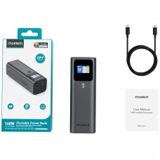 УМБ Choetech 27000mAh 140W PD5.0,QC3.0, USB-A, 2xUSB-C In/Out, TFT Display, black УМБ Choetech 27000mAh 140W PD5.0,QC3.0, USB-A, 2xUSB-C In/Out, TFT Display, black