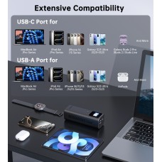 УМБ Choetech 27000mAh 140W PD5.0,QC3.0, USB-A, 2xUSB-C In/Out, TFT Display, black УМБ Choetech 27000mAh 140W PD5.0,QC3.0, USB-A, 2xUSB-C In/Out, TFT Display, black