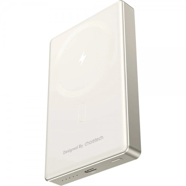 УМБ Choetech Magnetic Wireless 10000mAh 20W PD Qi-15W  USB-C In/Out, тонкий, Beige