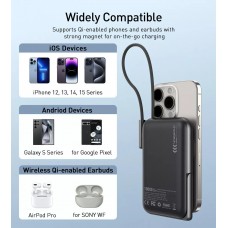 УМБ Choetech Magnetic Wireless 10000mAh 20W PD USB-C In/Out,Qi-15W,build-in cabel  Black