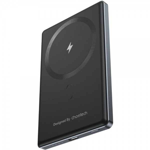 УМБ Choetech Magnetic Wireless 5000mAh 20W PD Qi-15W  USB-C In/Out, тонкий, чорний