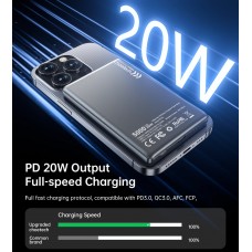 УМБ Choetech Magnetic Wireless 5000mAh 20W PD Qi-15W  USB-C In/Out, тонкий, чорний