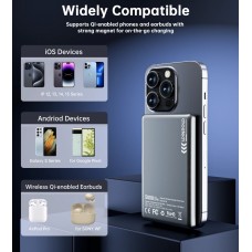 УМБ Choetech Magnetic Wireless 5000mAh 20W PD Qi-15W  USB-C In/Out, тонкий, чорний