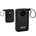 УМБ Dudao 20000mAh K14+ 22,5W PD,QC USB-A,USB-C In/Out,with built-in USB-C/Lightning cables Black