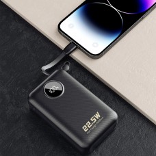 УМБ Dudao 20000mAh K14+ 22,5W PD,QC USB-A,USB-C In/Out,with built-in USB-C/Lightning cables Black