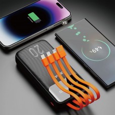 УМБ Dudao 20000mAh K6Pro+ 10W USB-A,USB-C In/Out,with USB-C/Lightning/MicroUSB/USB-A  cables Black
