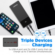 УМБ Energizer 27000mAh 65W PD,QC3.0,USB-А, 2хUSB-C, Micro-USB, LCD display,Black УМБ Energizer 27000mAh 65W PD,QC3.0,USB-А, 2хUSB-C, Micro-USB, LCD display,Black