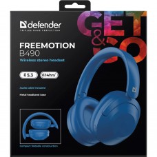 Гарнітура Defender  FreeMotion B490 Bluetooth+3,5мм+USB-C, Blue