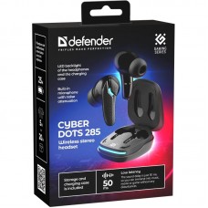 Гарнітура TWS ігрова Defender CyberDots 285 Bluetooth чорна