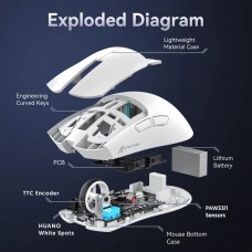 Мишка Attack Shark X11 Wireless/Bluetooth 22000dpi. (PAW3311) 6кн. White (X11W_AS)