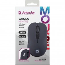 Мишка Defender Gassa MM-105 бездротова 6 кн. 1600 dpi безшумна чорна (52105)