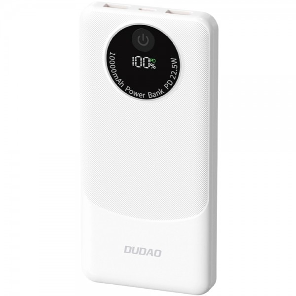УМБ Dudao 10000mAh K12 22 5W PD QC 2xUSB-A USB-C In/Out White (6976625333875)