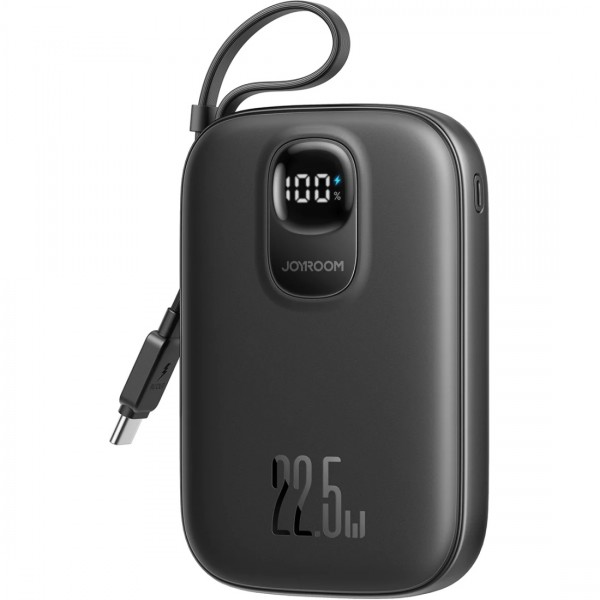 УМБ Joyroom 10000mAh 22 5W PD QC USB-A USB-C In/Out with built-in USB-C cable Black (JR-PBF17)
