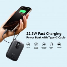 УМБ Joyroom 10000mAh 22 5W PD QC USB-A USB-C In/Out with built-in USB-C cable Black (JR-PBF17) УМБ Joyroom 10000mAh 22 5W PD QC USB-A USB-C In/Out with built-in USB-C cable Black (JR-PBF17)