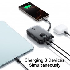 УМБ Joyroom 10000mAh 22 5W PD QC USB-A USB-C In/Out with built-in USB-C cable Black (JR-PBF17) УМБ Joyroom 10000mAh 22 5W PD QC USB-A USB-C In/Out with built-in USB-C cable Black (JR-PBF17)
